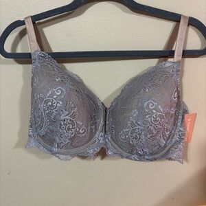 ThirdLove Lace Underwire Bra in Light Gray with Blush Straps